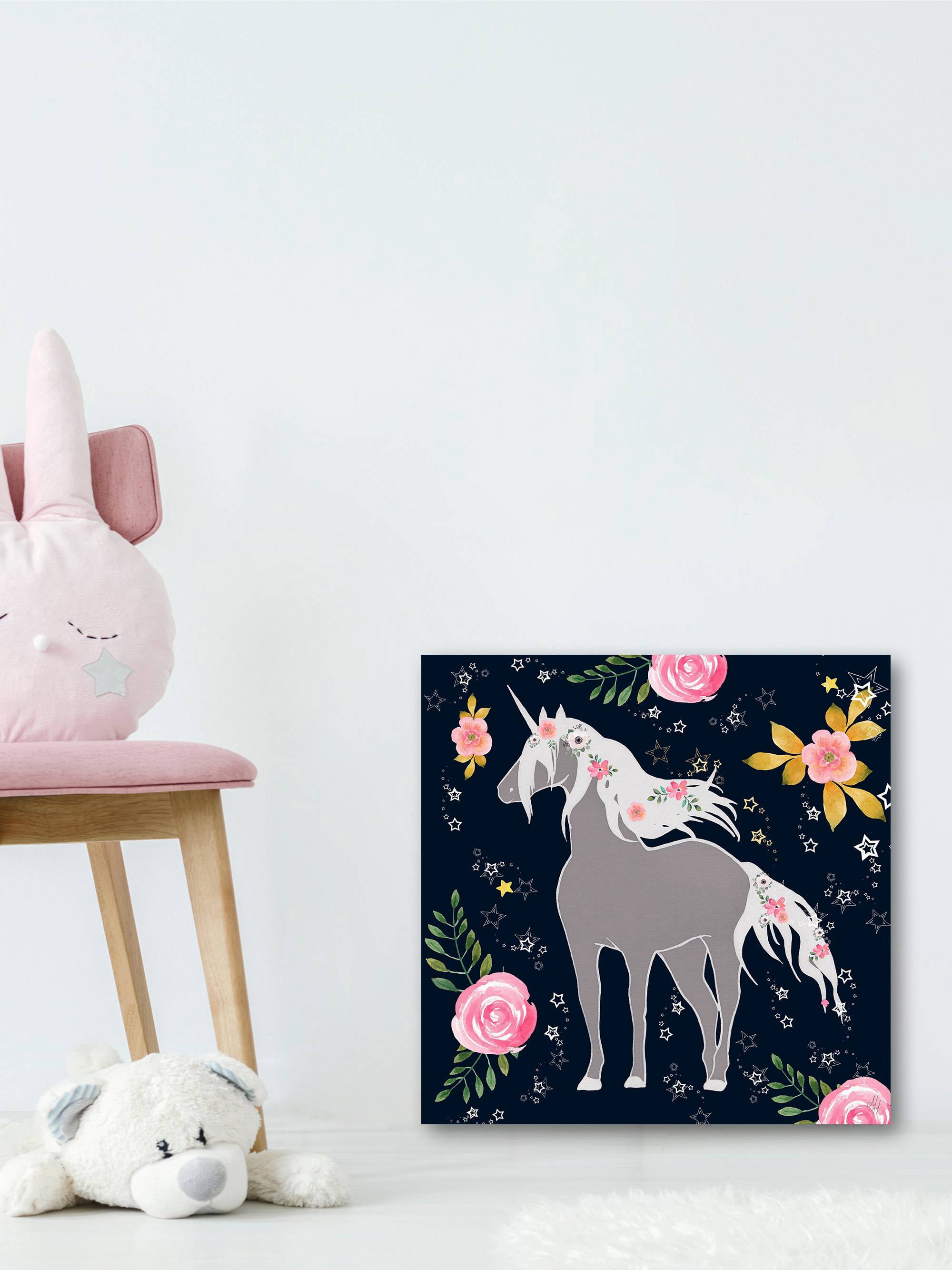 Marmont Hill Flower Garden Unicorn Canvas Wall Art