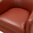 thumbnail image 4 of Taos Caramel  100 percent Top Grain Leather Wood Base Swivel Barrel Chair, 4 of 11