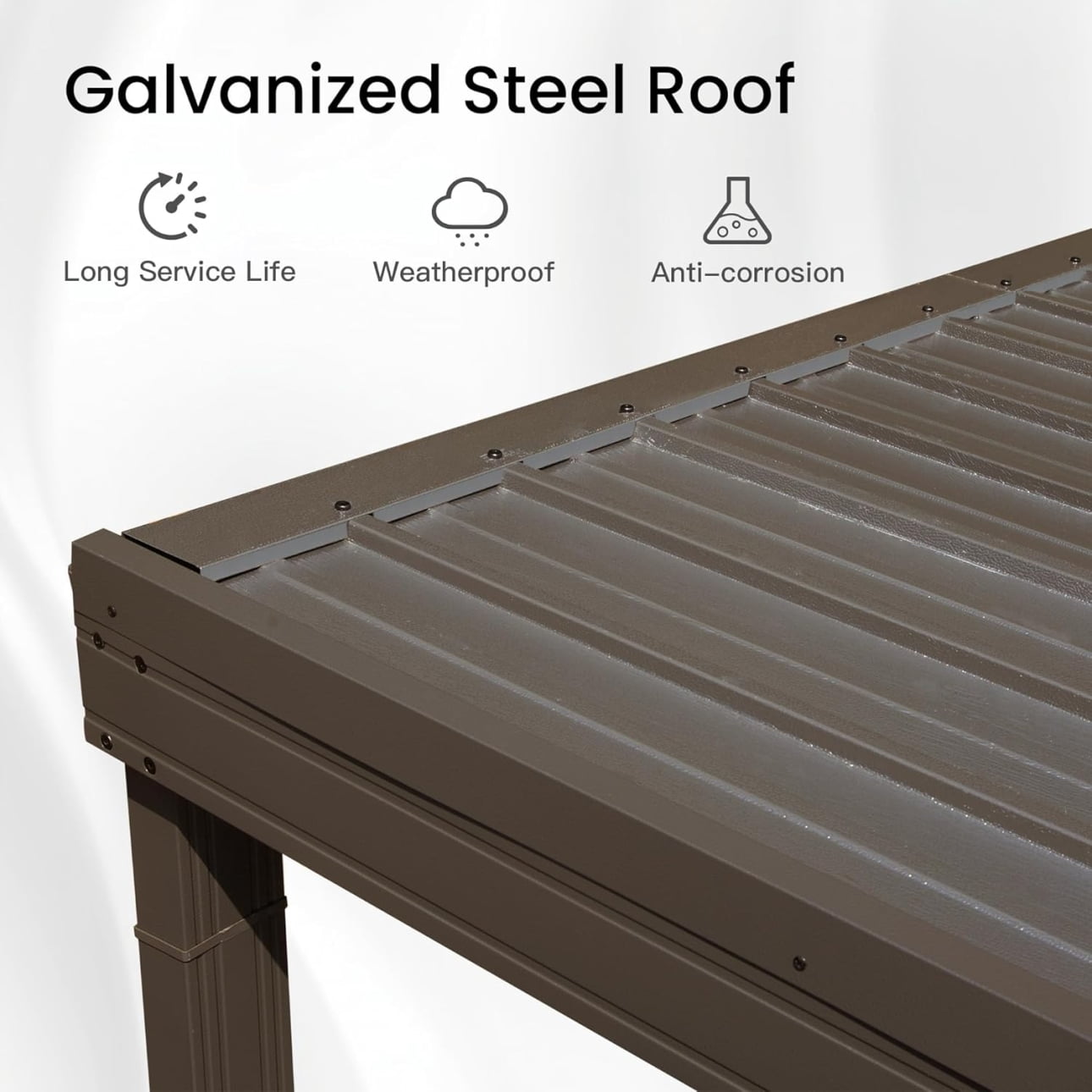 12x20FT Lean to Gazebo, Wall Mounted Gazebos Pergola with Drainage System, Upgraded Heavy Duty Awnings with Sloping Roof, Hardtop Patio Shelter for Deck, Porch, Backyard, Brown