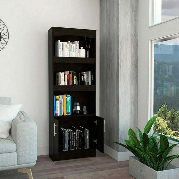 We Have Furniture Bookcase Denver, Metal Hardware, Black Wengue Finish