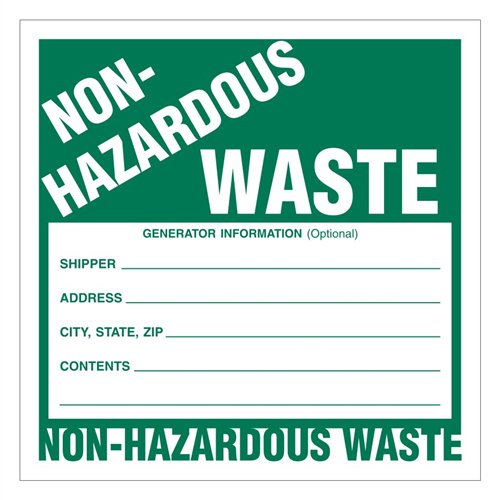 NON-HAZARDOUS WASTE Vinyl Labels, 6