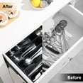 thumbnail image 3 of Mirdinner Silverware Drawer Organizer, 6 Compartment Plastic Silverware Container for Kitchen, BPA Free Flatware and Cutlery Holder, Silverware Organizer for Spoons Forks Knives, 3 of 6