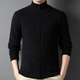 thumbnail image 5 of Mrmaere Men's Knit Jacket Full-Zip Stand Collar Soft Warm Outerwear for Daily & Casual Black L, 5 of 7