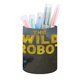 thumbnail image 1 of El Robot Salvaje-theme Cylinder Pen Holder Pencil Organizer with Flannel Lining PVC Leather Material Cardboard Base for study work 10*8CM, 1 of 6