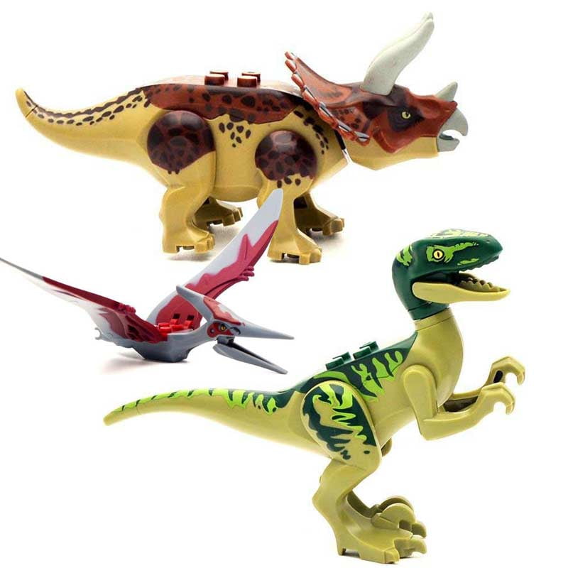 8Stk Kids Jurassic Park World Dinosaur Mini figure Building Blocks Fit Lego Toys 