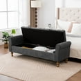 thumbnail image 4 of CQSXDA Modern Upholstered Storage Bench In Napped Fabric, 65.55 Inch Wide Bed End Furniture With Rolled Armrest And Rubberwood Legs, Charcoal, 4 of 12