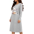 thumbnail image 5 of Taqqpue Womens Halloween Cotton Nightgown Long Sleeves Round Neck Sleepshirt Print Nightshirt Casual Plus Size Knee Length Sleep Dress Pullover Halloween Pumpkin Printed Sleep Shirt for Women, 5 of 6