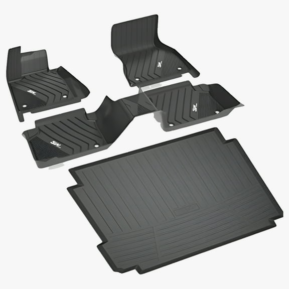 3W Floor Mats w/ Trunk Liner for BMW X5 2014-2018 Black TPE All Weather Car floor mats 1st and 2nd rows and Cargo mat