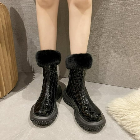 

New Thick-soled Boots Women Plus Velvet Snow Boots Zipper Women Boots Women s Snow Boots Holiday Clearance
