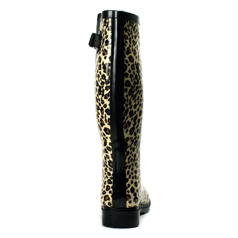 OwnShoe Womens Mid Calf Leopard Print Rain Boots Wellies Walmart