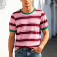 thumbnail image 3 of Striped T Shirts for Man Summer Short Sleeve Crewneck Relaxed Fit Color Block Casual Tee Shirt Streetwear, 3 of 5
