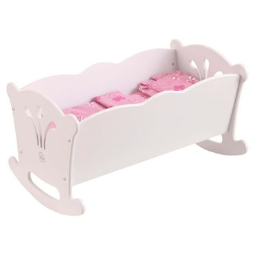 KidKraft Wooden White Lil' Doll Rocking Cradle for 18-inch Dolls
