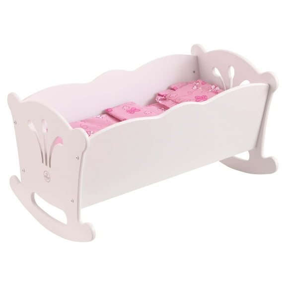 KidKraft Wooden White Lil' Doll Rocking Cradle for 18-inch Dolls