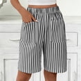 thumbnail image 4 of Kinrui Striped Bermuda Shorts for Women Casual Elastic Waist Summer Beach Long Shorts with Pocket,Size S-2XL, 4 of 6
