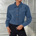 thumbnail image 2 of Tqcoqu Corduroy Jacket for Women, Long Sleeve Button Down Cropped Jacket, Dressy Casual Lightweight Crop Shackets with Pockets, Fall Winter Outwear,2026 Fashion Outfit, 2 of 10