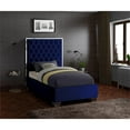 thumbnail image 2 of Maklaine Contemporary Solid Wood and Velvet Twin Bed in Navy, 2 of 8