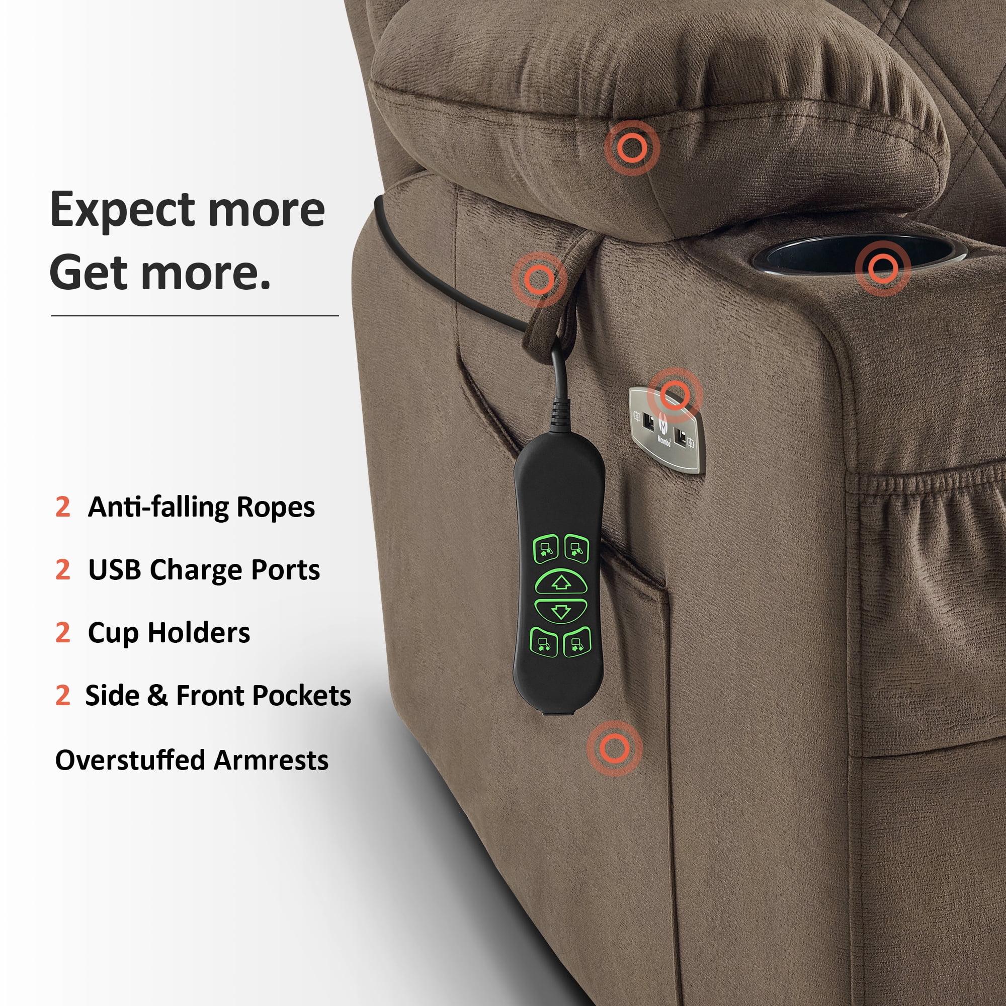 MCombo Small Triple Motor Power Lift Recliner with Adjustable Headrest for  Petitie Elderly, Fabric, Coffee Fabric
