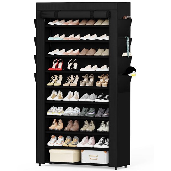 Shoe Rack with Cover, Tall Shoe Storage Organizer for Pairs of Shoes, Shoe Organizer for Entryway, Closet, Garage,