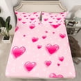 thumbnail image 2 of jejeloiu Pink Heart Loves Bed Sheets,Kawaii Cute Pattern King Sheets For Girls 4pcs, 2 of 7