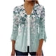 thumbnail image 2 of Xuyuer 3/4 Length Sleeve Womens Tops Round Neck Casual Summer Tunic Tops Basic Tees Blouses Cardigan Lightweight Button Down Casual Dressy T-Shirts Pleated Cute Shirts, 2 of 5