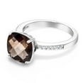 thumbnail image 3 of Gem Stone King Cushion Checkerboard Brown Smoky Quartz (3.19 Ct) in 925 Sterling Silver Ring, 3 of 5