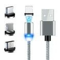thumbnail image 1 of 2m Magnetic Data Cable Fast Charging USB Three-in-one Multifunctional Mobile Phone Charging Cable One for Three Micro USB Type-C Magnetism Dustproof Charging Cables with LED Indicator, 1 of 7
