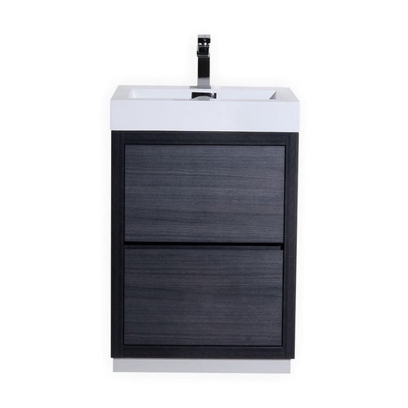 KubeBath Bliss 24" Gray Oak Free Standing Single Sink Modern Bathroom Vanity