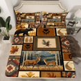 thumbnail image 1 of Erosebridal Drap-Housse de Ferme Cerf Élan Jumeau, Ensemble de Literie Patchwork Boho Aztèque Taille Jumeau, Décoratif de Chambre Rustique, Microfibre 2 Pcs, 1 of 5