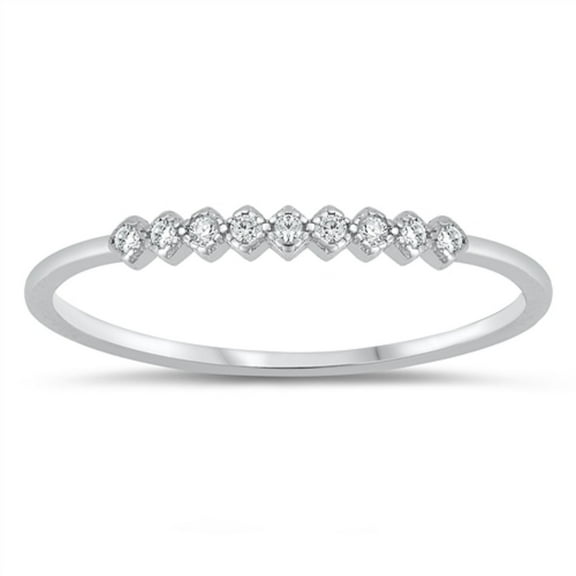 Clear CZ Multiple Linked Square Ring Sterling Silver Size 5