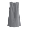 thumbnail image 5 of Dvprdro Womens Casual Summer Mini Dress Crewneck Sleeveless Ruffle Detail Side Pockets Shift A Line Dress Solid, 5 of 8
