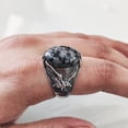 thumbnail image 5 of Snowflake Obsidian Mans Ring, Natural Snowflake Obsidian, Eagle Ring, Silver Jewelry, 925 Silver Ring, Gift, Heavy Mens Ring, Arabic Design, Ottoman Style Ring, Christmas, Turkey Mens Signet Ring, 5 of 8