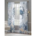 thumbnail image 4 of Ocean Crab Sheer Curtains 2 Panels Set Blue Yellow Sea Star Shell Coral Blue Sheer Window Curtains Light Filtering Rod Pocket Voile Drapes for Bedroom Living Room 52"X84", 4 of 8