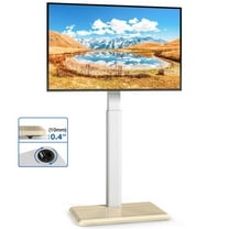 TAVR Furniture Portable Mobile TV Stand with Hidden Wheels for 24 to 65 inch Flat and Curved Screens, White