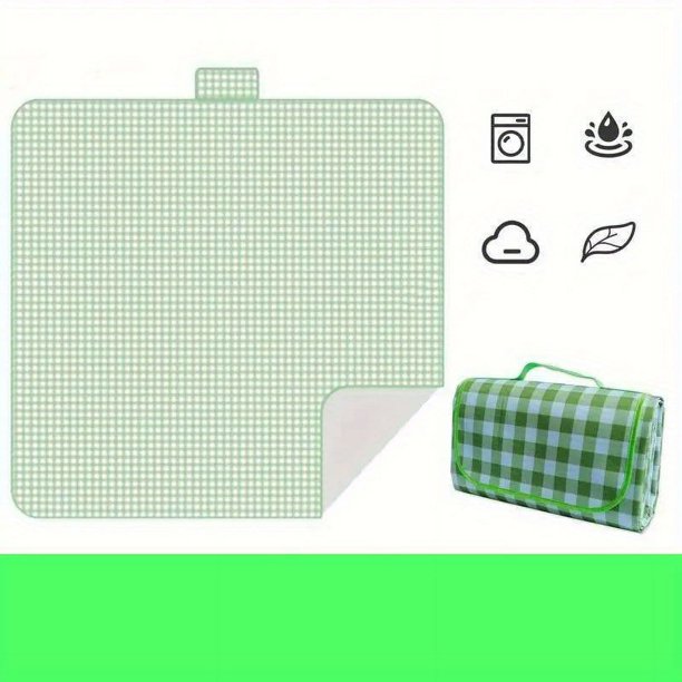 Picnic Blankets Beach Bag, Large Family Picnic & Outdoor Beach Blanket Machine, Washable Plus Thick Checkered Sandproof Grass Waterproof Foldable Camping On Beach Mat