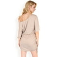 thumbnail image 5 of Women's Off-Shoulder Batwing Sleeve Drawstring Ruched Mini Dress- Beige,Small, 5 of 7
