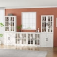 thumbnail image 2 of RichYa Kitchen Pantry Cabinet Set of 4,111" W Buffet Sideboard Coffee Bar with Glass Door Hutch,Modular Storage Cabinets with Display Shelves for Dining Room,White(BGGB), 2 of 10