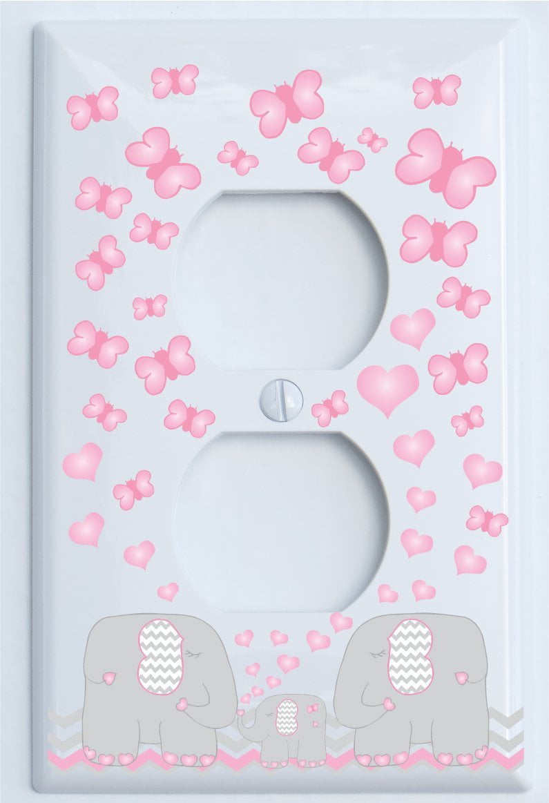 Multicolor Lion Monkey Giraffe Elephant On Pink Background 2 Plug Outlet Cover 3dRose lsp_6147_6 Curious Baby Animals 