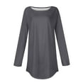 thumbnail image 4 of Scyoekwg Womens Trendy Long Sleeve Tunic Shirts Casual Dressy Hide Belly Shirts Round Neck Solid Color Lightweight Comfy Loose Shirts Tops (Gray,XXXL), 4 of 5