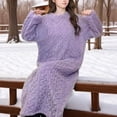 thumbnail image 4 of 2 Pack Women Flannel Nightgowns Cable Knit Cozy Plush Long Sleeve Winter Warm Nightdress, 4 of 9