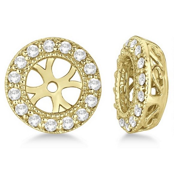 Boucles d'Oreilles Vintage en Diamant Taille Ronde en Or Jaune 14 K (0,27 Ct)