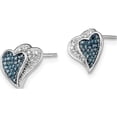 thumbnail image 2 of Sterling Silver Rhodium Plated Blue & White Diamond Hearts Earrings (10 X 10) Made In India qe10723, 2 of 5
