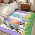 thumbnail image 5 of Easter Bunny Area Rug 4'x6', Colorful Eggs Spring Grass Purple Blue Wooden Washable Non-Slip Rugs, Low Pile Large Carpet for Living Room Bedroom Dining Room Kitchen Office Indoor Mat, 5 of 9