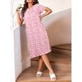 thumbnail image 6 of Avidlove Women Nightgowns with Pockets Button Front Henley NeckHouse Dresses Ruffle Hem Nightdress Sleepwear Short Sleeve Pajamas Dress, 6 of 8