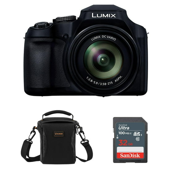 Panasonic LUMIX FZ80D 18.1MP Point & Shoot Digital Camera, Bundle with Ultra 32GB Memory Card and Alpine 120 Shoulder Bag