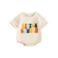 thumbnail image 2 of Baby Girls Boys Summer Romper Short Sleeve Crew Neck Letter Embroidery Casual Romper, 2 of 10