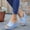 #0075-Light Blue, variant on Women's Tweed Wedge Slide Sandals, Peep Toe Mules with Metal Buckle, Summer Beach Casual Footwear Gift