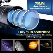 BNISE Telescope 70mm Aperture 400mm - Astronomical Telescope for Kids Beginners Adults Refracting Portable Travel Telescopes with Tripod Phone Adapter Carrying Bag