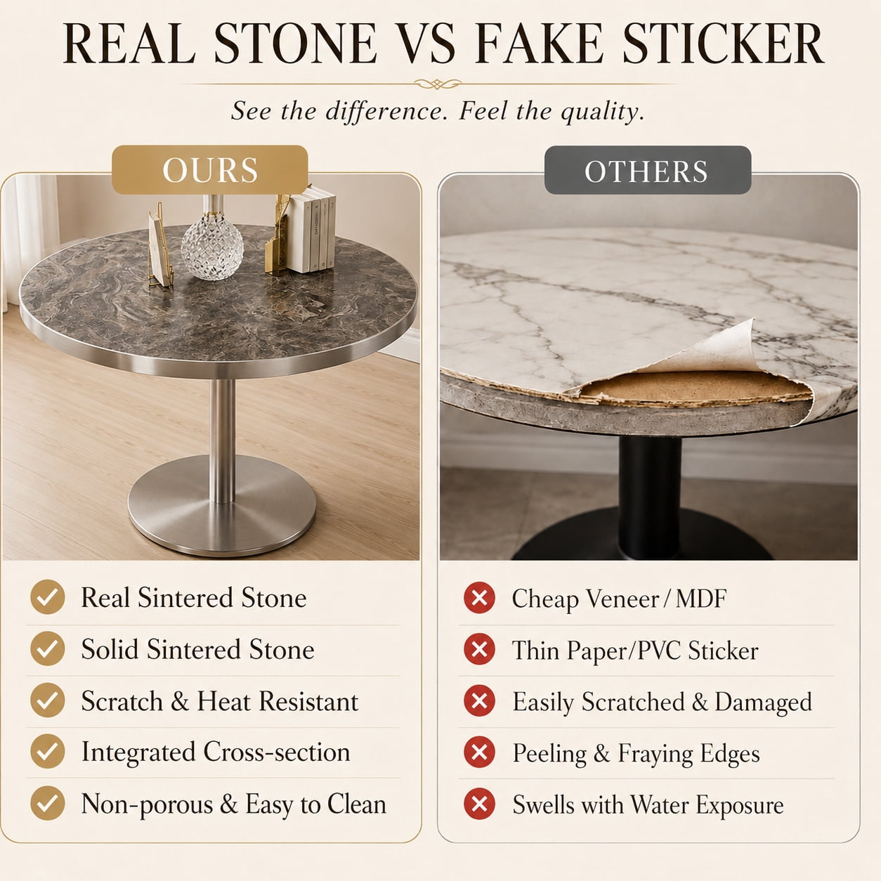 Aukfa 31.5" Round Sintered Stone Dining Table for 2-4, Kitchen Table Tulip Table with Silver Pedestal Base for Bistro Small Apartment,Silver Gray Marble