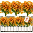 thumbnail image 7 of ZOELNIC 8 Bundles Artificial Daisy Flowers Outdoor Autumn Decoration UV Resistant Fake Flowers Faux Plastic Greenery Shrub Plant Indoor Outside Hanging Home Garden Window Porch Box Decor (Red Lotus), 7 of 7