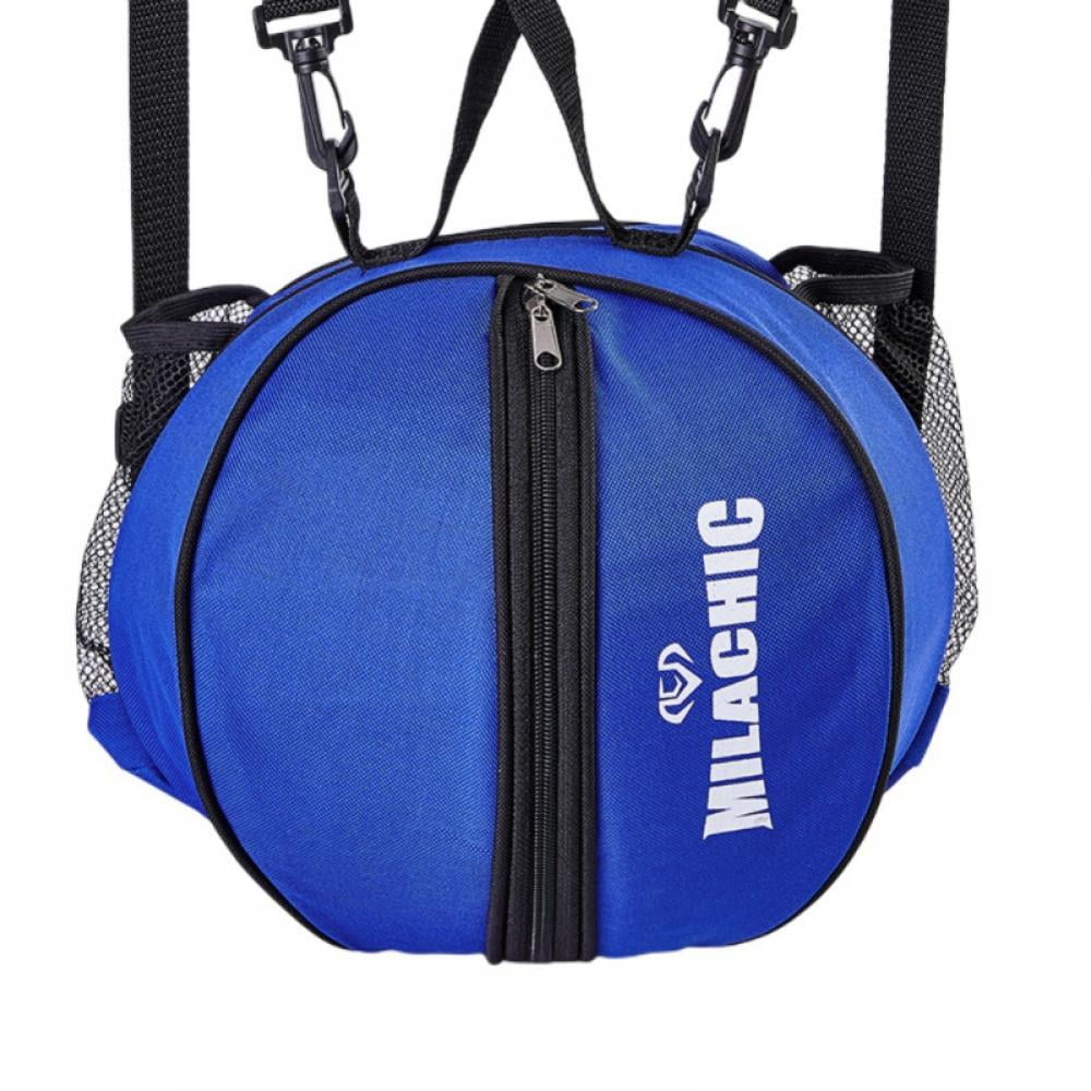 Basketball Bag Soccer Ball Football Carrier W/ Shoulder Strap 2 Mesh Pockets 